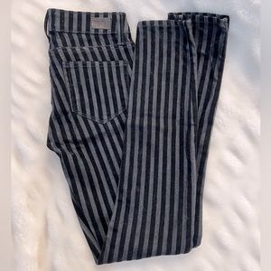 Paige Verdugo skinny denim blue jeans black velvet stripe size 24 party outfit